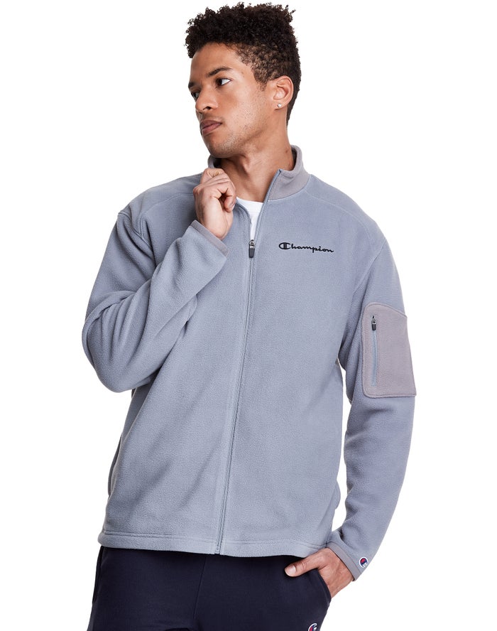 Champion Mens Jackets NZ - Polar Fleece Full Zip Blue ( 2317-GMQYX )